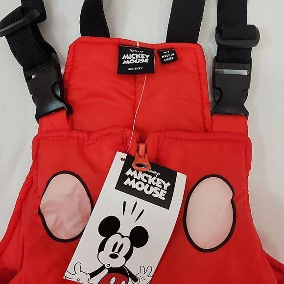 Disney Size 4T Unisex Mickey Mouse Red Snow Bib NWT - Picture 3 of 4